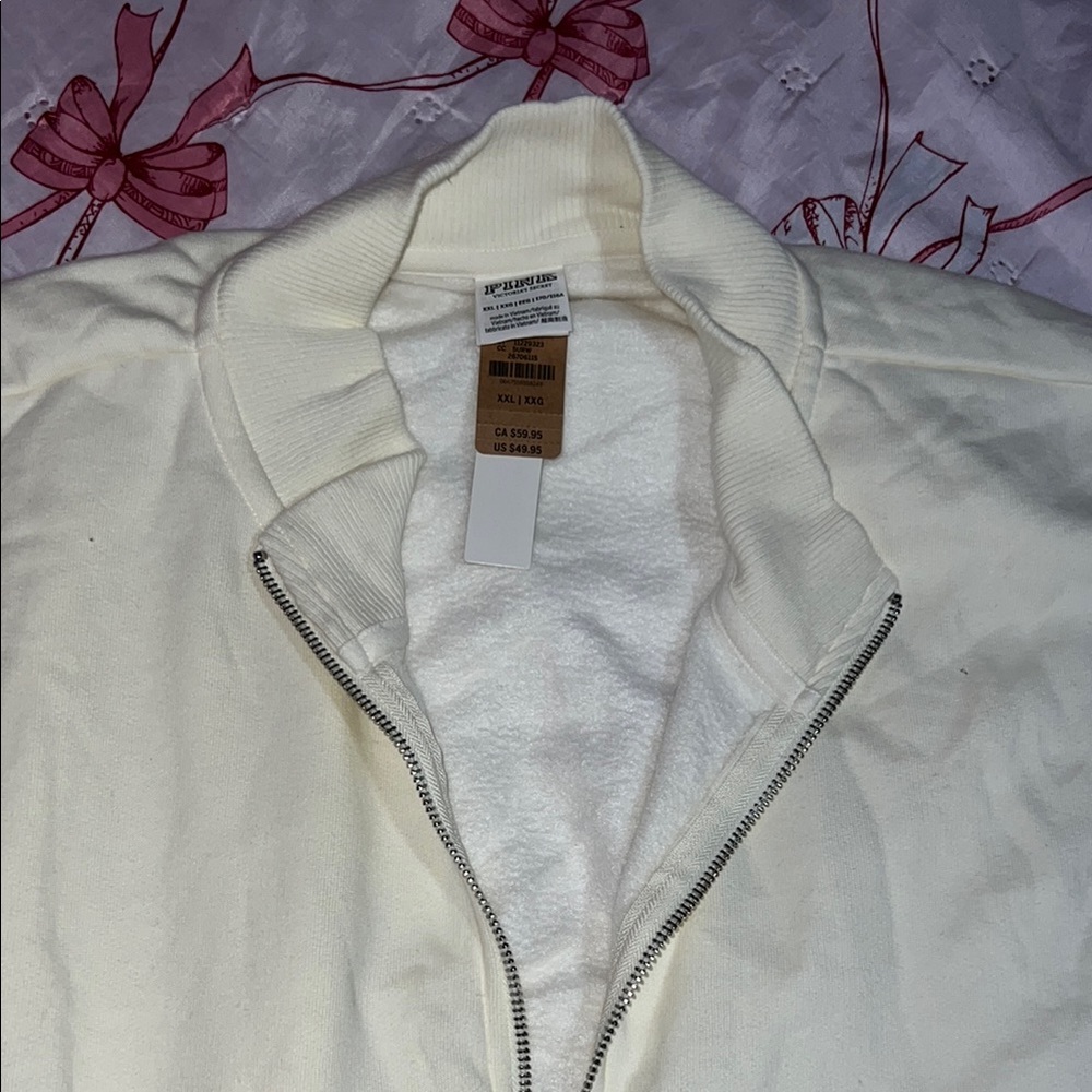 Ivory Cropped Half-zip Sweater